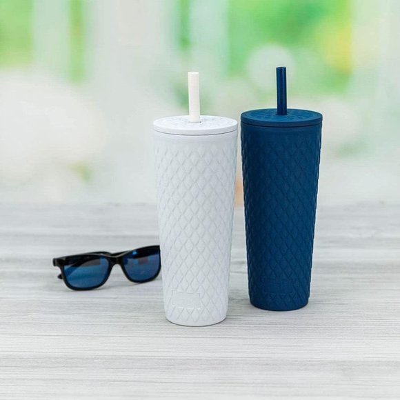 Zak! Soft-Touch Insulated Tumbler Set - White & Blue 24oz 2-Pack for Cool Sips! - Picture 2 of 6